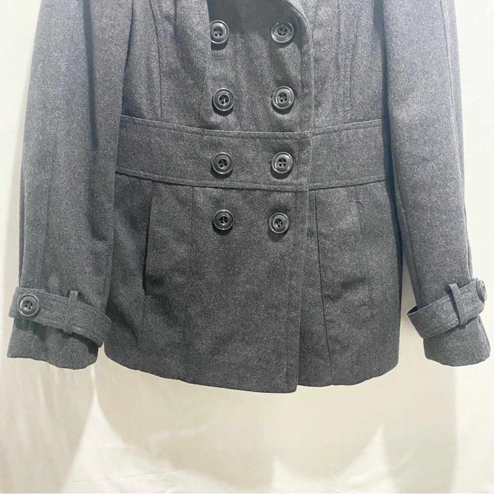 Ricki’s Vintage grey double button Peacoat Academic wool jacket women’s  size XS - Picture 4 of 10